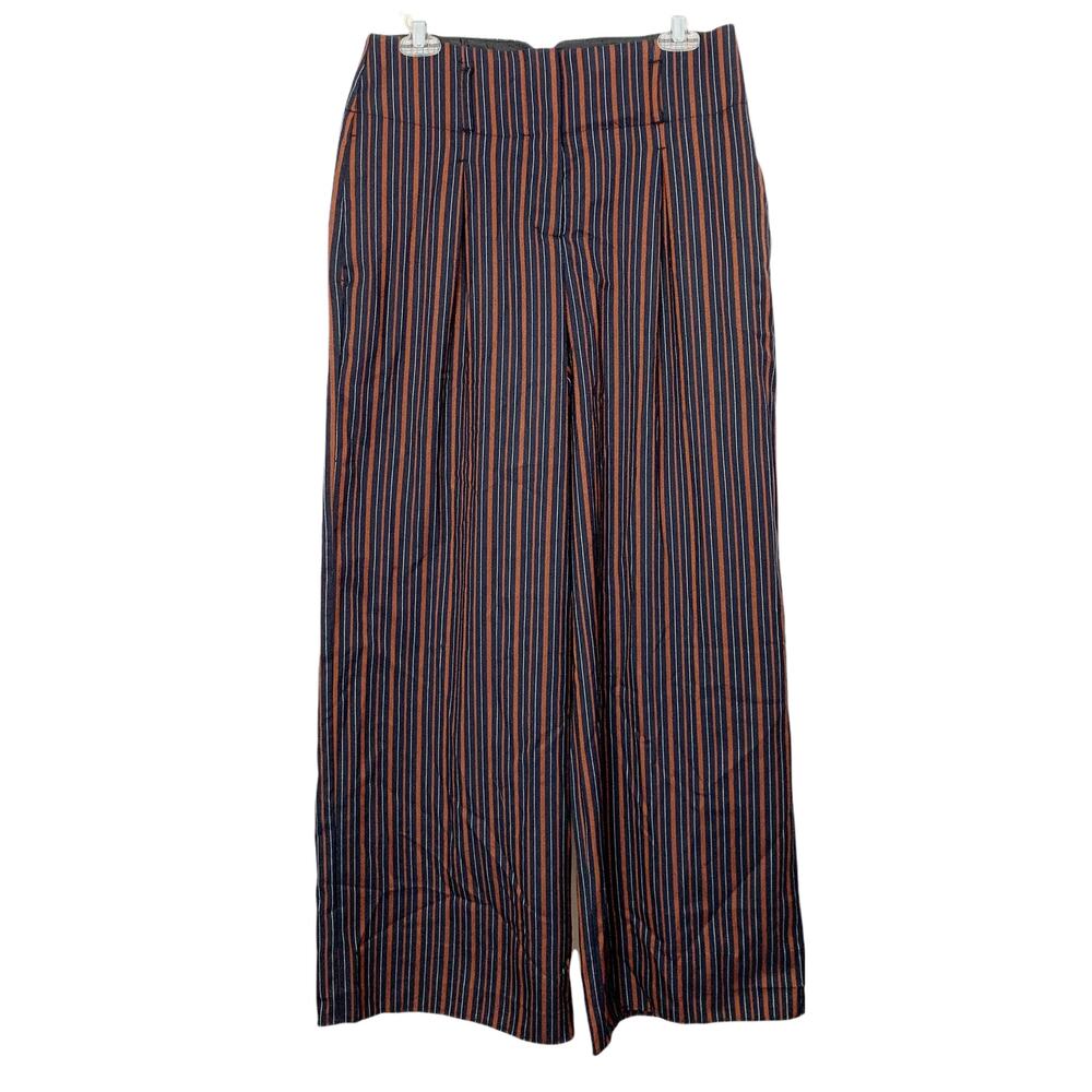 Ashro Striped Wide Leg Womens Trouser Pants High Waisted Size 6